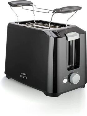 LENTZ 2-Scheiben Toaster 700 Watt Toastautomat mit Brötchenaufsatz Rot 74221