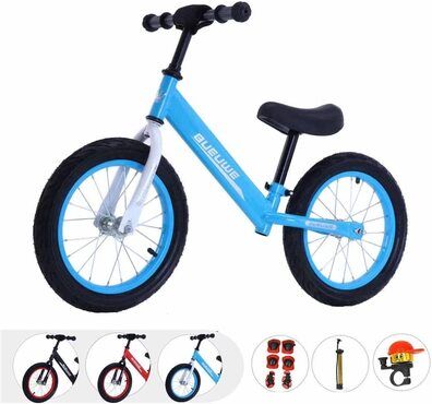 Bueuwe Laufrad Für 3-7 Jahre Mädchen & Jungen 14-Zoll-Trainingsfahrrad ohne Pedale mit Rahmen aus Kohlenstoffstahl, Verstellbare