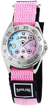 Tavolino Damen Markenuhr mit Textilband in Schwarz / Rosa