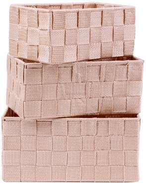 Aufbewahrungs-Boxen 3er Set Beige geflochten 23 bis 19 cm