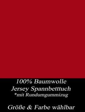 Linen & Home  Jersey Spannbettlaken 200 X 220 cm rot Spannbetttücher Wasserbetten& Boxspringbetten