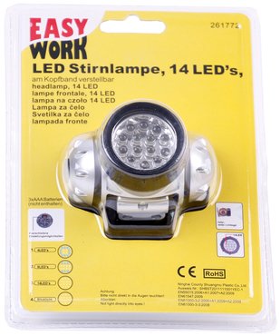 LED Stirnlampe - Kopflampe mit 14 LED am Kopfband verstellbar