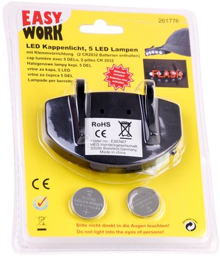 LED Kappenlicht Easy Work 5 Led Lampen mit Klemmvorrichtung für Schirmütze/ Basecaps