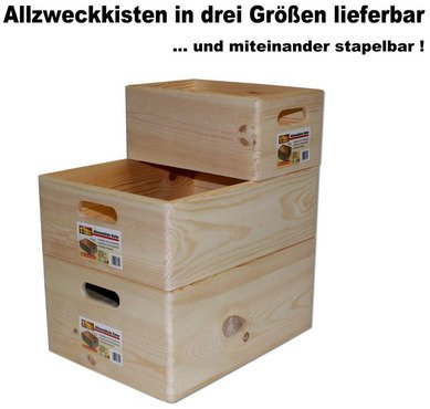 Holzkiste stapelbar Stapelboxen System aus Kiefer - Aufbewahrungsboxen