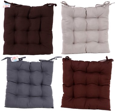 Sitzkissen / Stuhlkissen 40x40 cm mit 2 Schlaufen - Braun