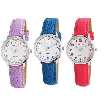 Excellanc Damenuhr mit Lederimitationarmband  verschidene Farben