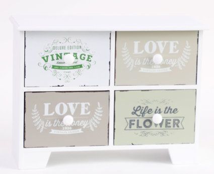 Schrank mit 4 Schubladen Schränkchen Kommode Schubladenschrank Holz | eBay