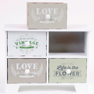 Schrank mit 4 Schubladen Schränkchen Kommode Schubladenschrank Holz | eBay