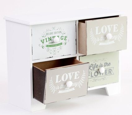 Schrank mit 4 Schubladen Schränkchen Kommode Schubladenschrank Holz | eBay