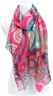 Damen Schal in trendiger Optik mit Geometriedruck pink