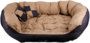 Hundebett - Hundekissen - Hundesofa abwischbar mit Wendekissen Black / Brown  Grösse L