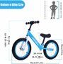 Bueuwe Laufrad Für 3-7 Jahre Mädchen & Jungen 14-Zoll-Trainingsfahrrad ohne Pedale mit Rahmen aus Kohlenstoffstahl, Verstellbare