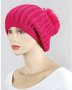 Beanie pink grob gestrickt mit großem weichen Pompon