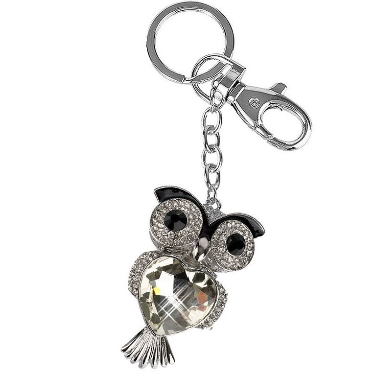 Schlüssel-oder Taschenanhänger Eule mit Strass