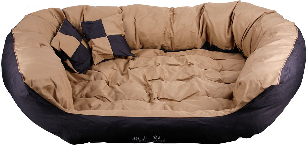 Hundebett - Hundekissen - Hundesofa abwischbar mit Wendekissen Black / Brown  Grösse XL