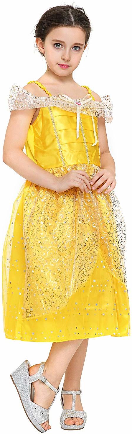 Katara 1749 - Prinzessinen-Kleid Belle / Belle aus Disney's für Karneval, Halloween, Prinzessin-Kindergeburtstag, Gelb