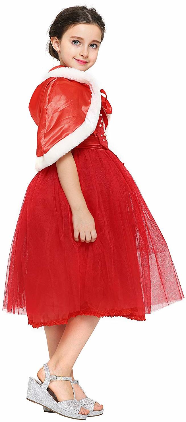 Katara 1842-046 Die Schöne und das Biest Prächtiges Mädchenkostüm, Winterkleid Rot + Diadem