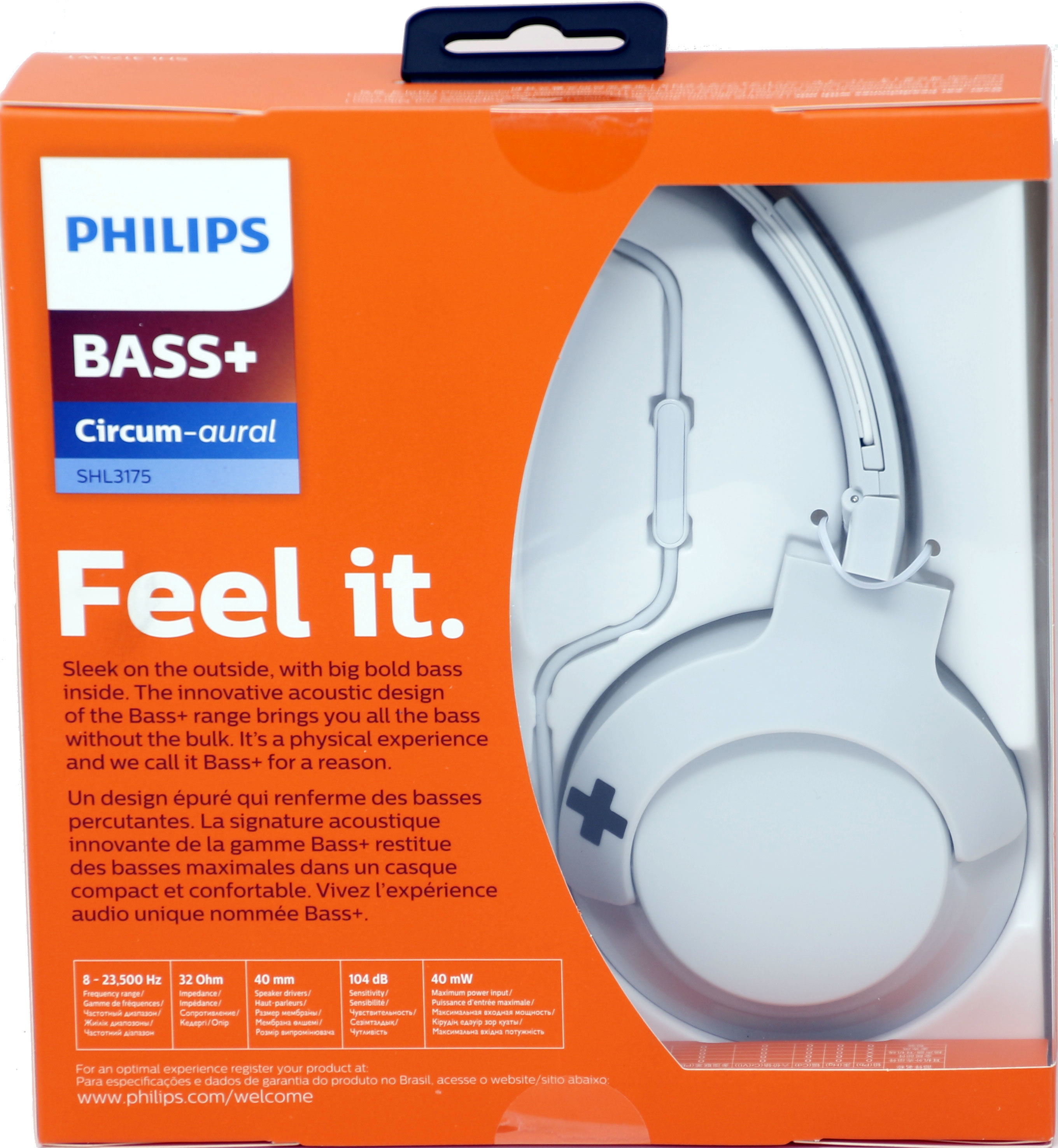 Philips SHL3175WT BASS+ Over-Ear Kopfhörer (mit Mikrofon, Fernbedienung, satter Bass, Freisprechfunktion) weiß