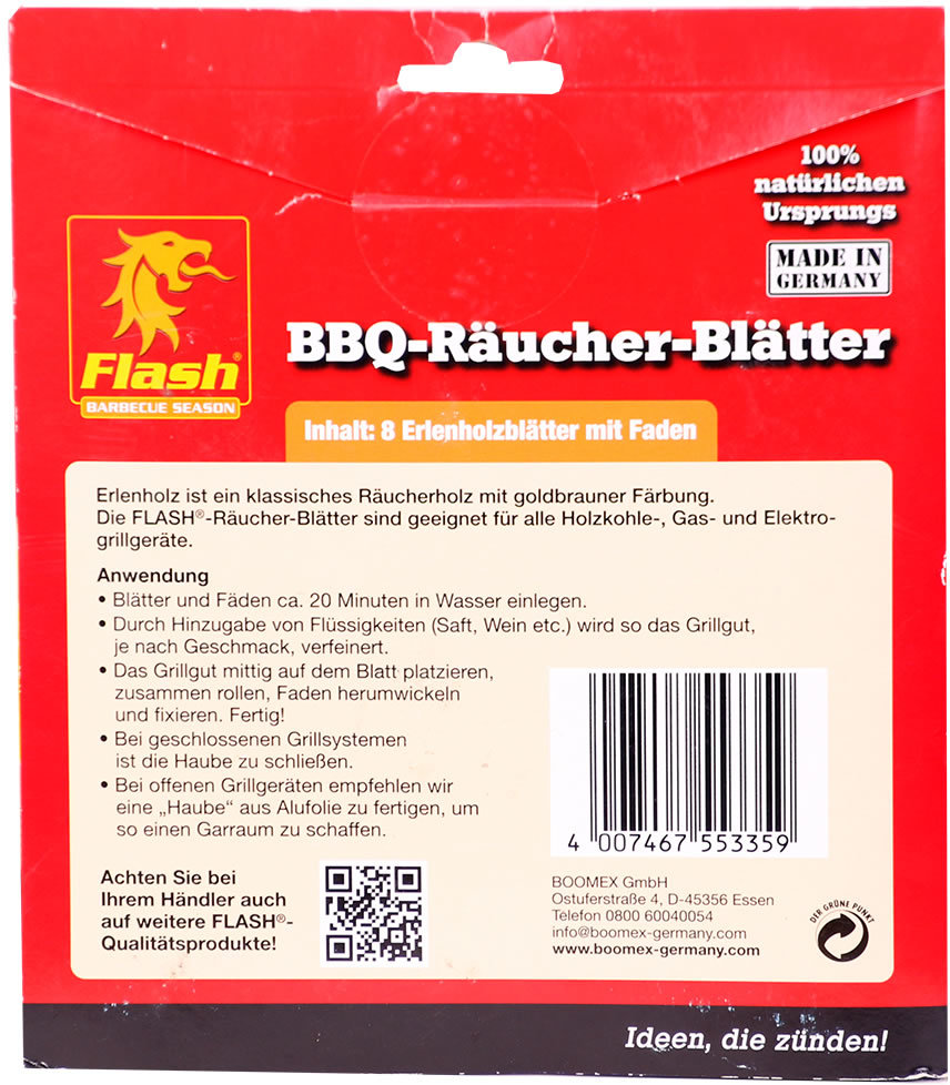 Räucher-Blätter Boomex Flash Erle 8 Stück