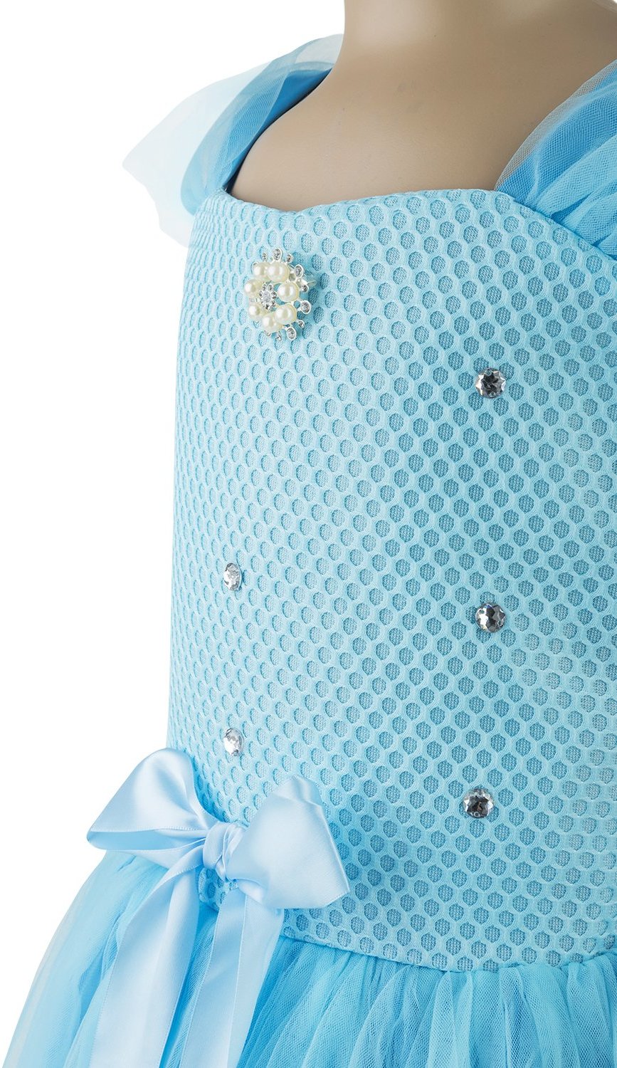 Katara 1718 – Eisprinzessin Königin Elsa Mädchen Ball Festkleid Kinder-Kostüm mit Tüll-Rock – Disney-inspiriert mit Glitzer, Rüs