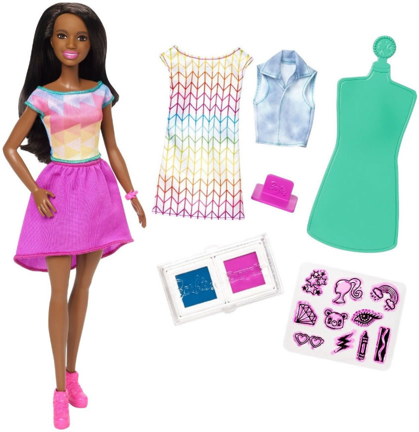 Mattel FRP06 - Barbie - Crayola Design, Farbstempel-Moden Puppe