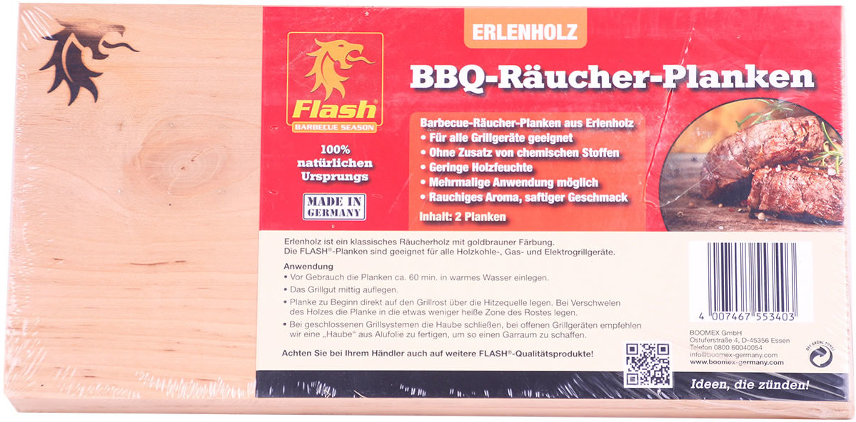 Flash Räucherbrett BBQ Räucher Planken 2 Stück Grillbrett Grill Smoker Erlenholz