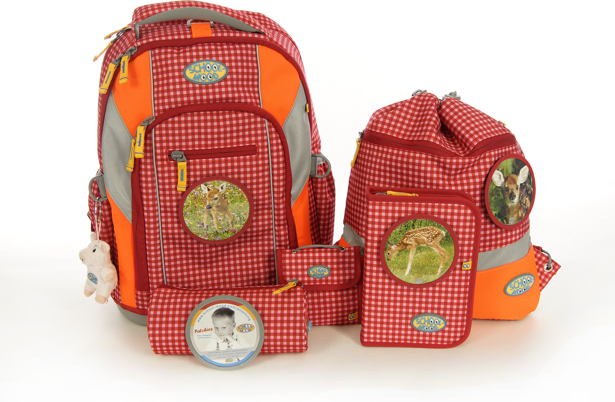 Schulranzenset Loop Rehkitz für Mädchen 7 Teilig Tornister Schulrucksack Set