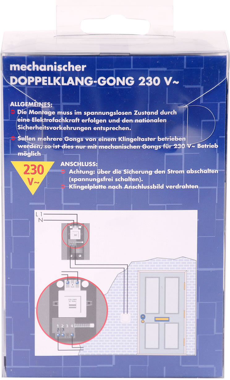 REV Ritter 0514810555 Doppelklang-Gong mechanisch 32, 230 V, blau/Silber