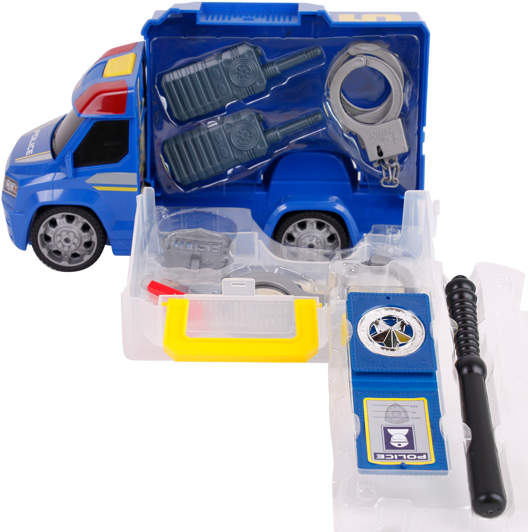 Dickie Toys 203716005 - Police Squad Push and Play, Polizeiauto mit Zubehör, 33cm