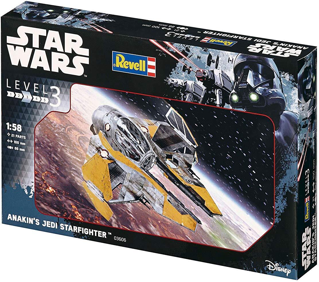 Revell Modellbausatz Star Wars Anakin's Jedi Starfighter im Maßstab 1:58, Level 3, originalgetreue Nachbildung mit vielen Detail