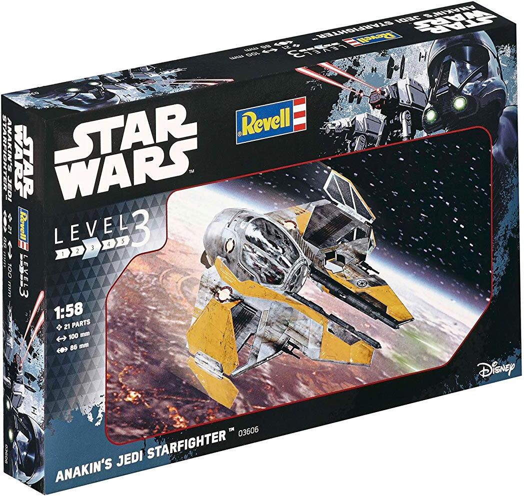 Revell Modellbausatz Star Wars Anakin's Jedi Starfighter im Maßstab 1:58, Level 3, originalgetreue Nachbildung mit vielen Detail