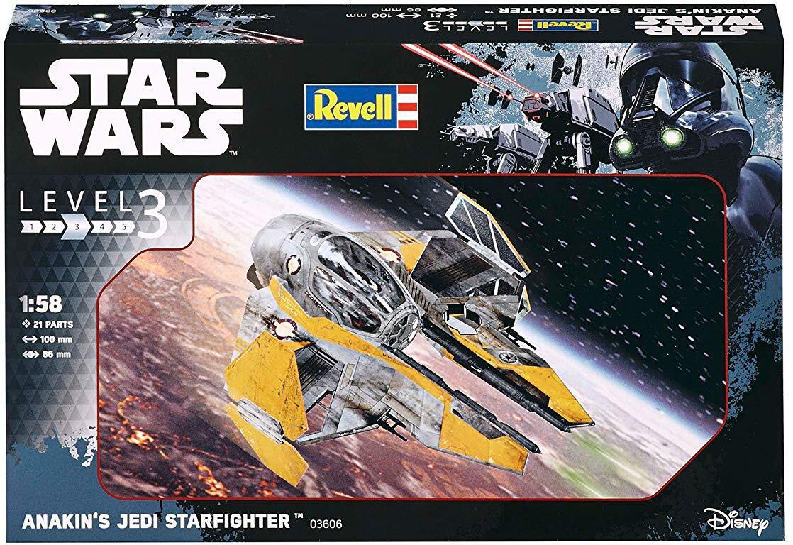 Revell Modellbausatz Star Wars Anakin's Jedi Starfighter im Maßstab 1:58, Level 3, originalgetreue Nachbildung mit vielen Detail