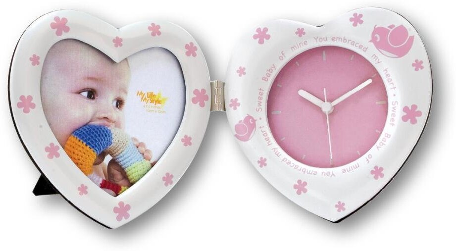 ZEP Foto-Uhr Heart Clock, Uhr Design Bilderrahmen für 2 Bilder je 10 x 10 cm, Maße 10 x 20 cm,