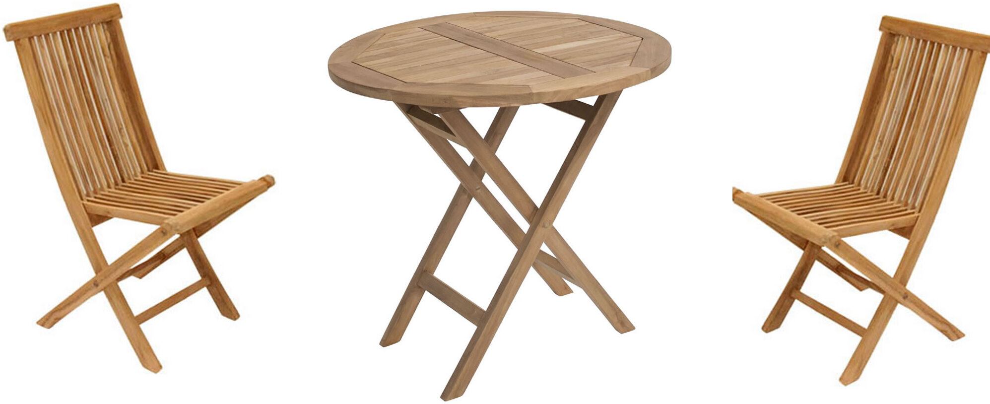 Gartentisch rund 80cm aus Teakholz mit 2 Stühlen online ...