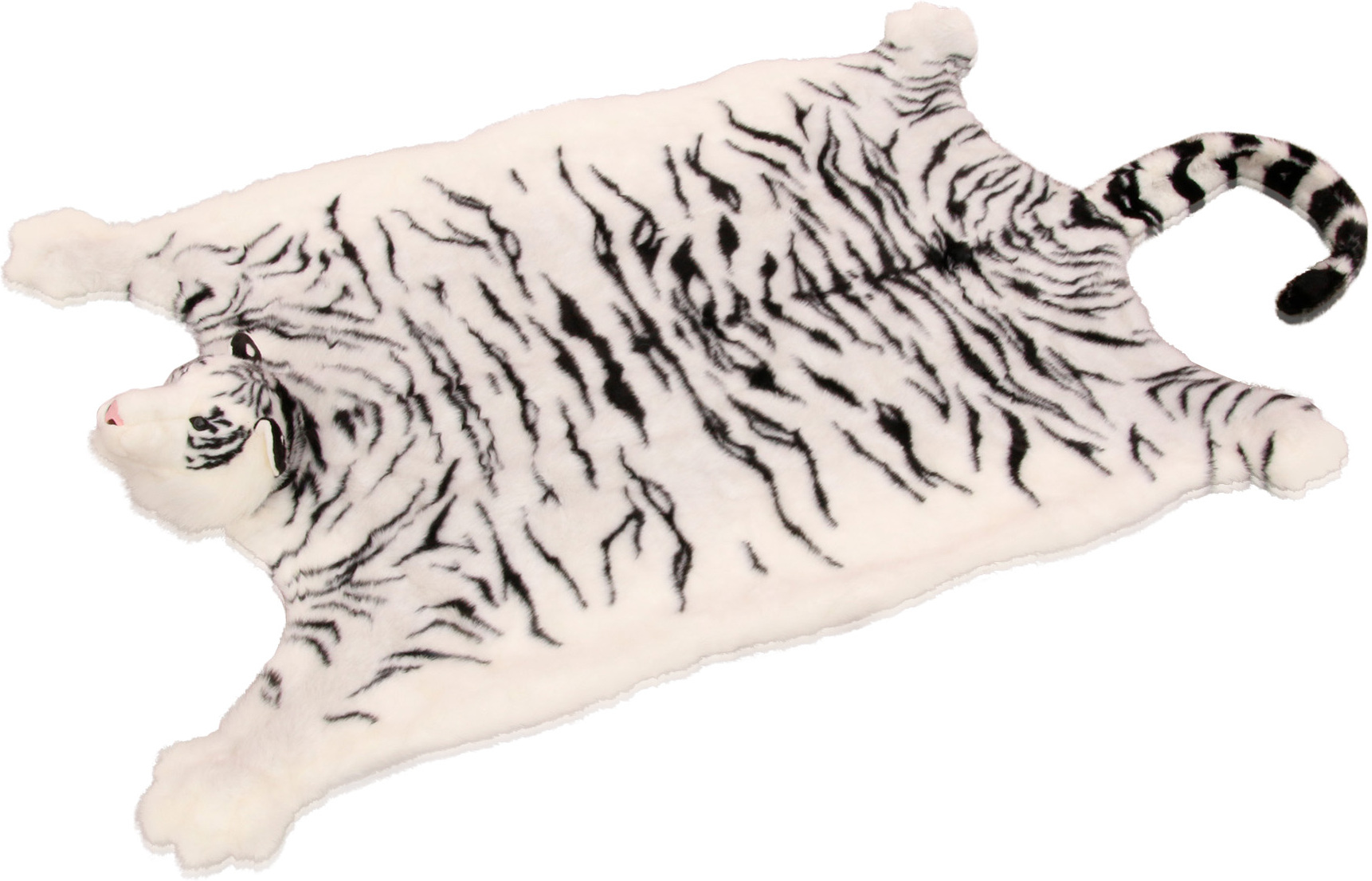 Tigerfell Teppich Tiger Deko Kamin Stofftier Bettvorleger  Fell Plüsch Braun oder weiss ca.180cm x 80 cm