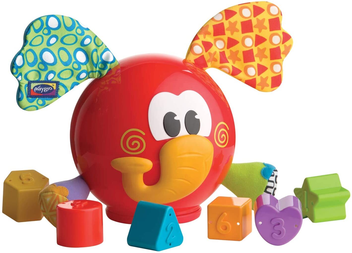 Playgro Steck- und Sortierspiel Elefant, Mit 6 Steckförmchen, BPA-frei, Ab 12 Monate, Elephant Shape Sorter, Rot/Bunt, 40170