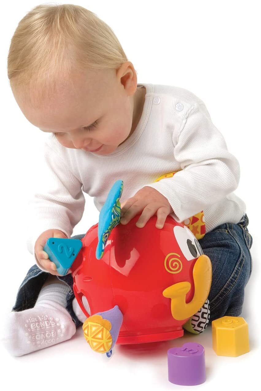 Playgro Steck- und Sortierspiel Elefant, Mit 6 Steckförmchen, BPA-frei, Ab 12 Monate, Elephant Shape Sorter, Rot/Bunt, 40170