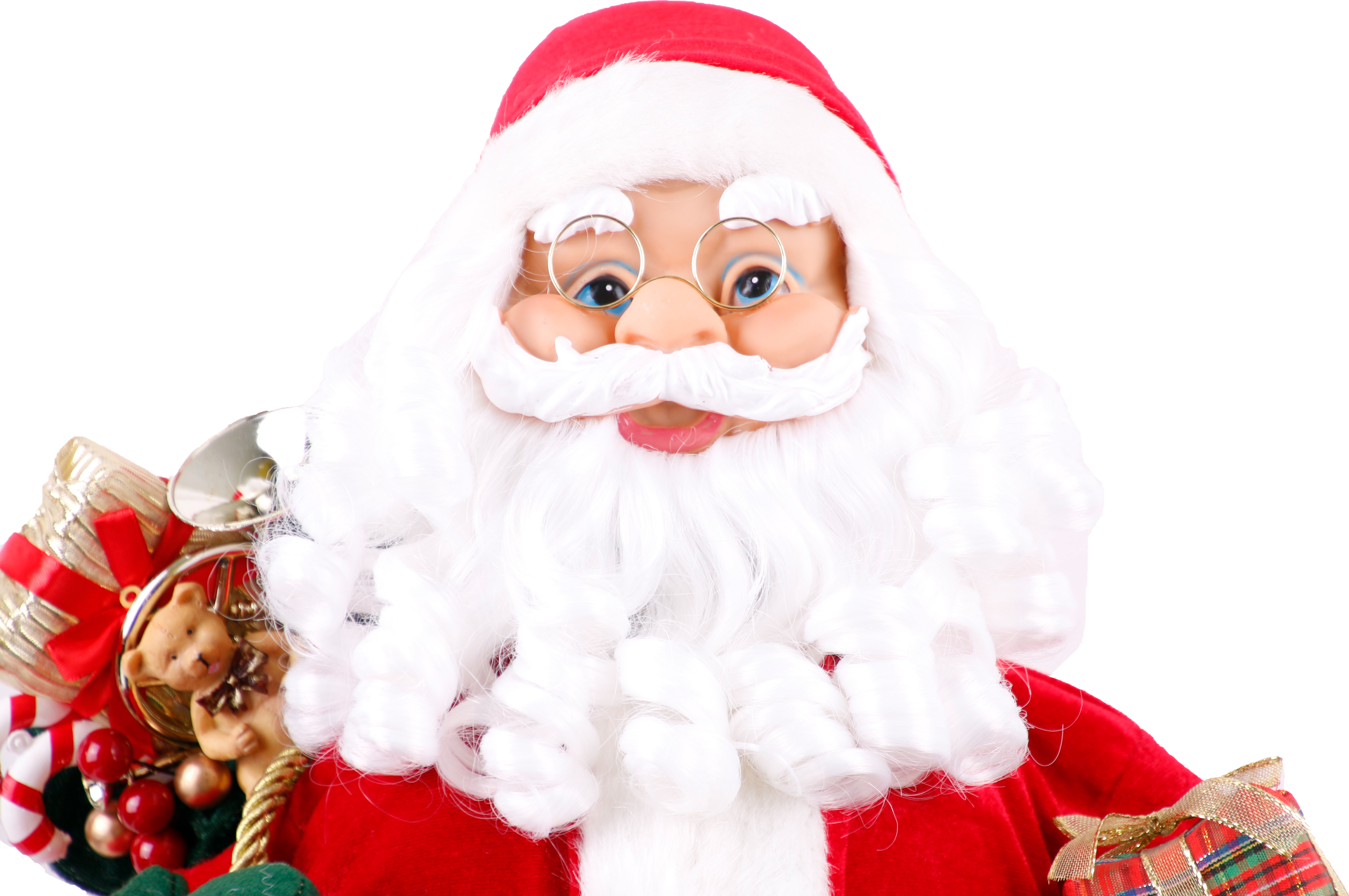 Weihnachtsmann Dekofigur mit Geschenken und Handschuhe