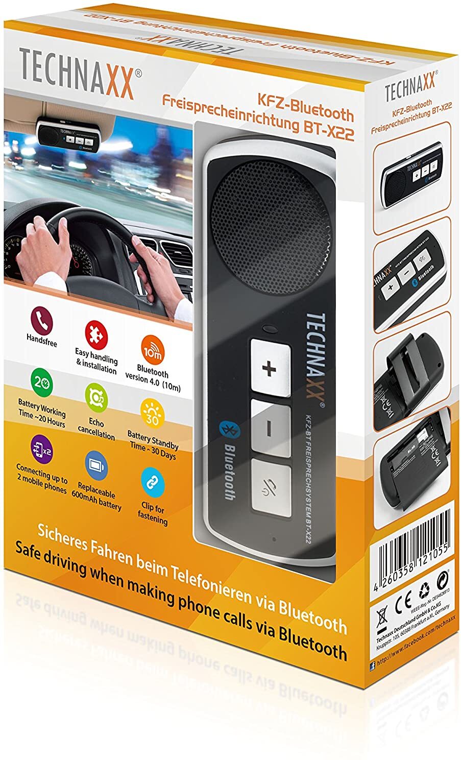 Technaxx Bluetooth Handsfree Car Holder Freisprecheinrichtung(BT-X22)