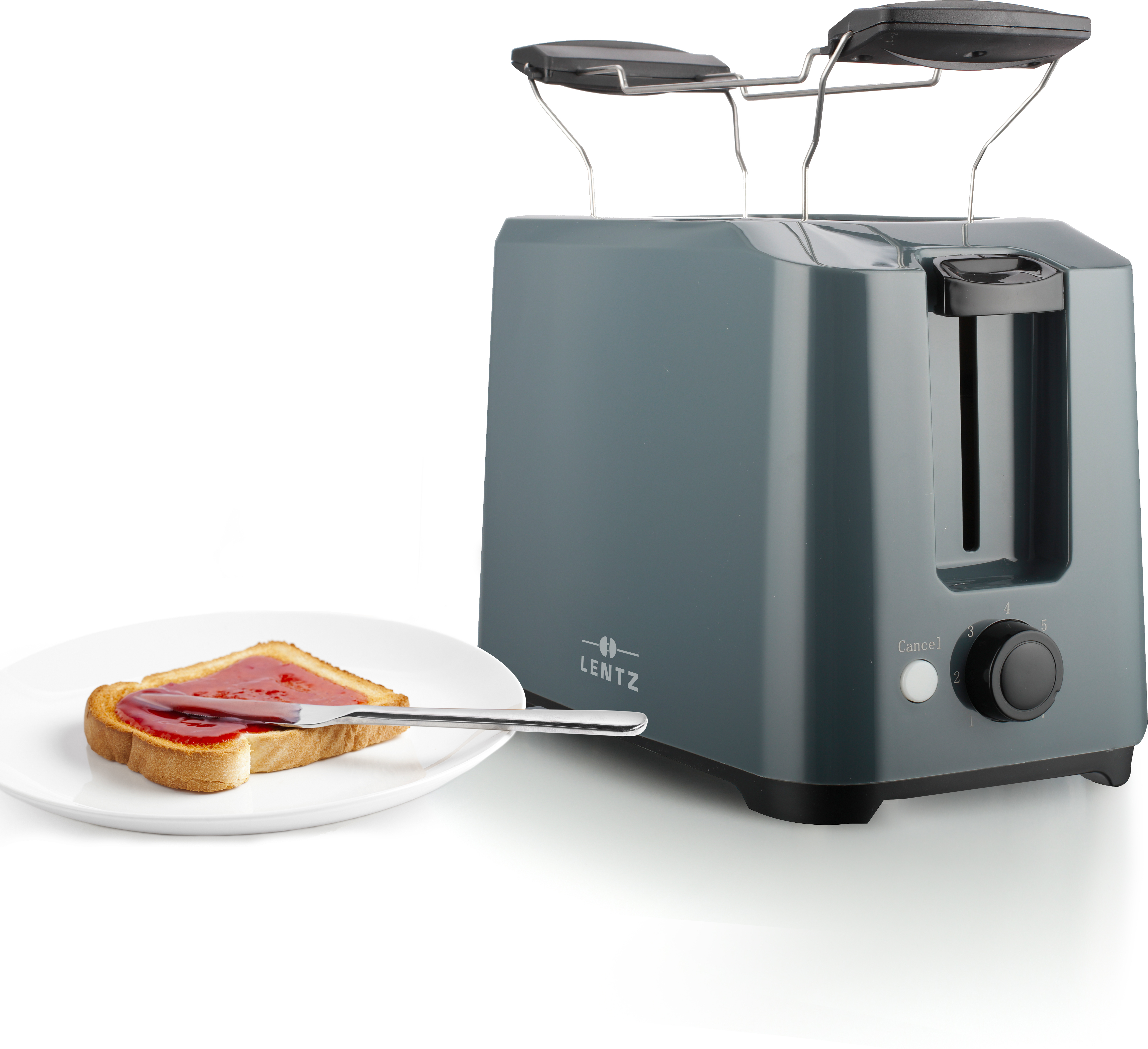 LENTZ 2-Scheiben Toaster 700 Watt Toastautomat mit Brötchenaufsatz grau 74220