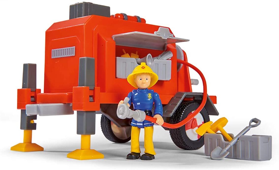 Simba 109251041 Feuerwehrmann Sam Anhänger mit Figur, Mehrfarbig, 18cm