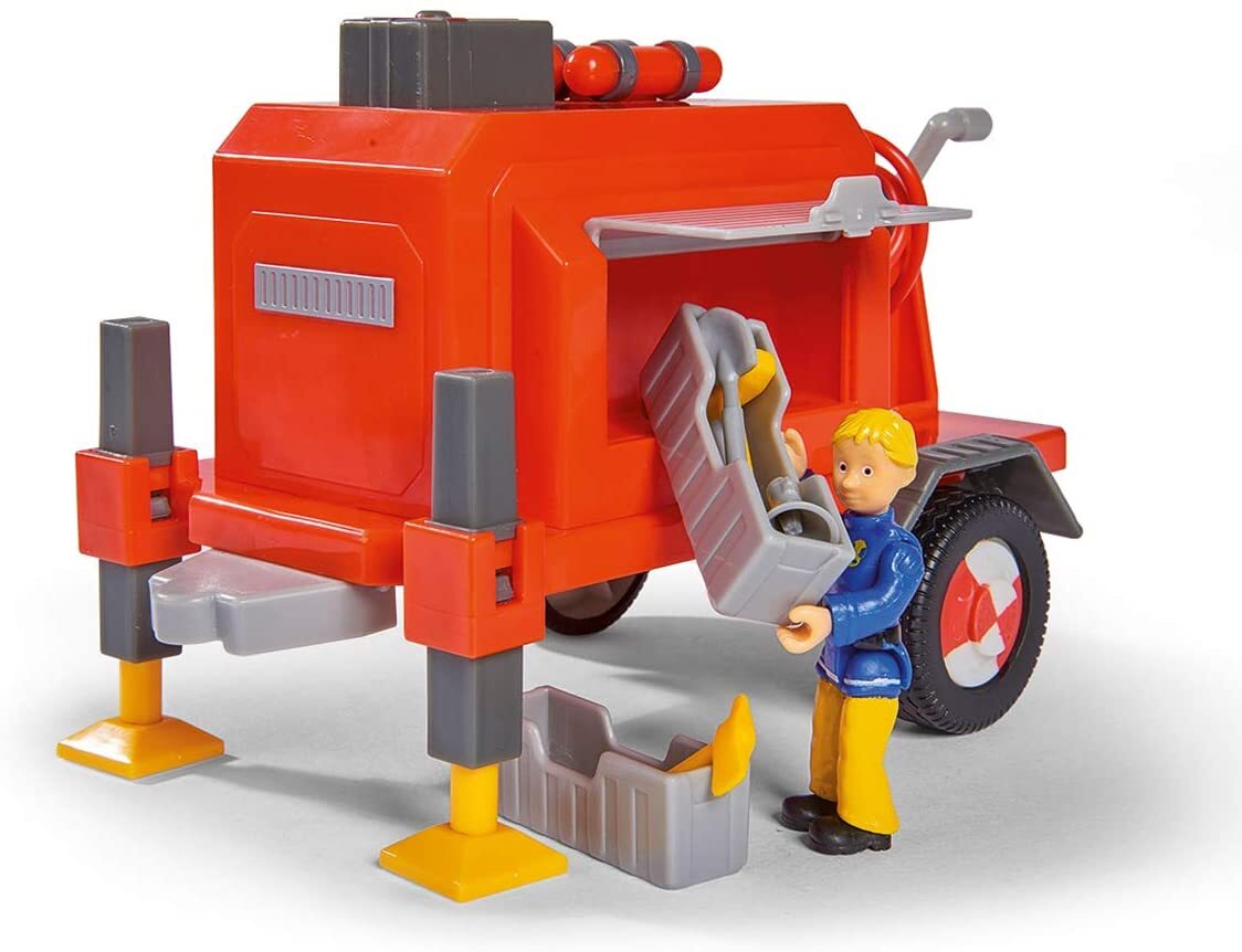 Simba 109251041 Feuerwehrmann Sam Anhänger mit Figur, Mehrfarbig, 18cm