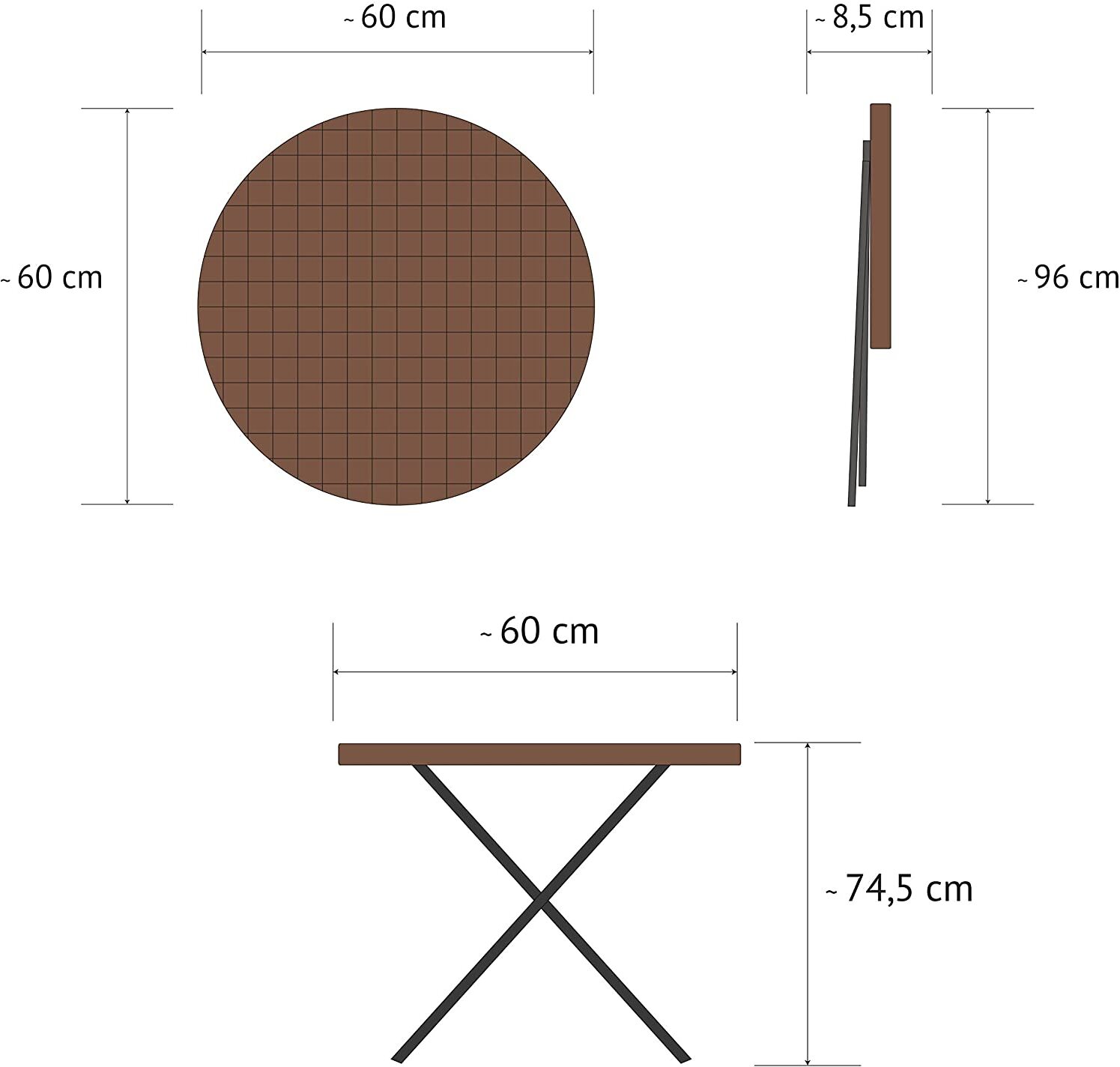 Vanage Beistelltisch in braun - runder Gartentisch in Rattanoptik - Kunststofftisch für Garten, Terrasse und Balkon geeignet - B