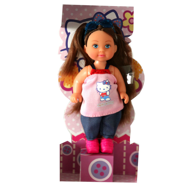 Simba Evi Love Hello Kitty Puppe Brünett mit rosa Top