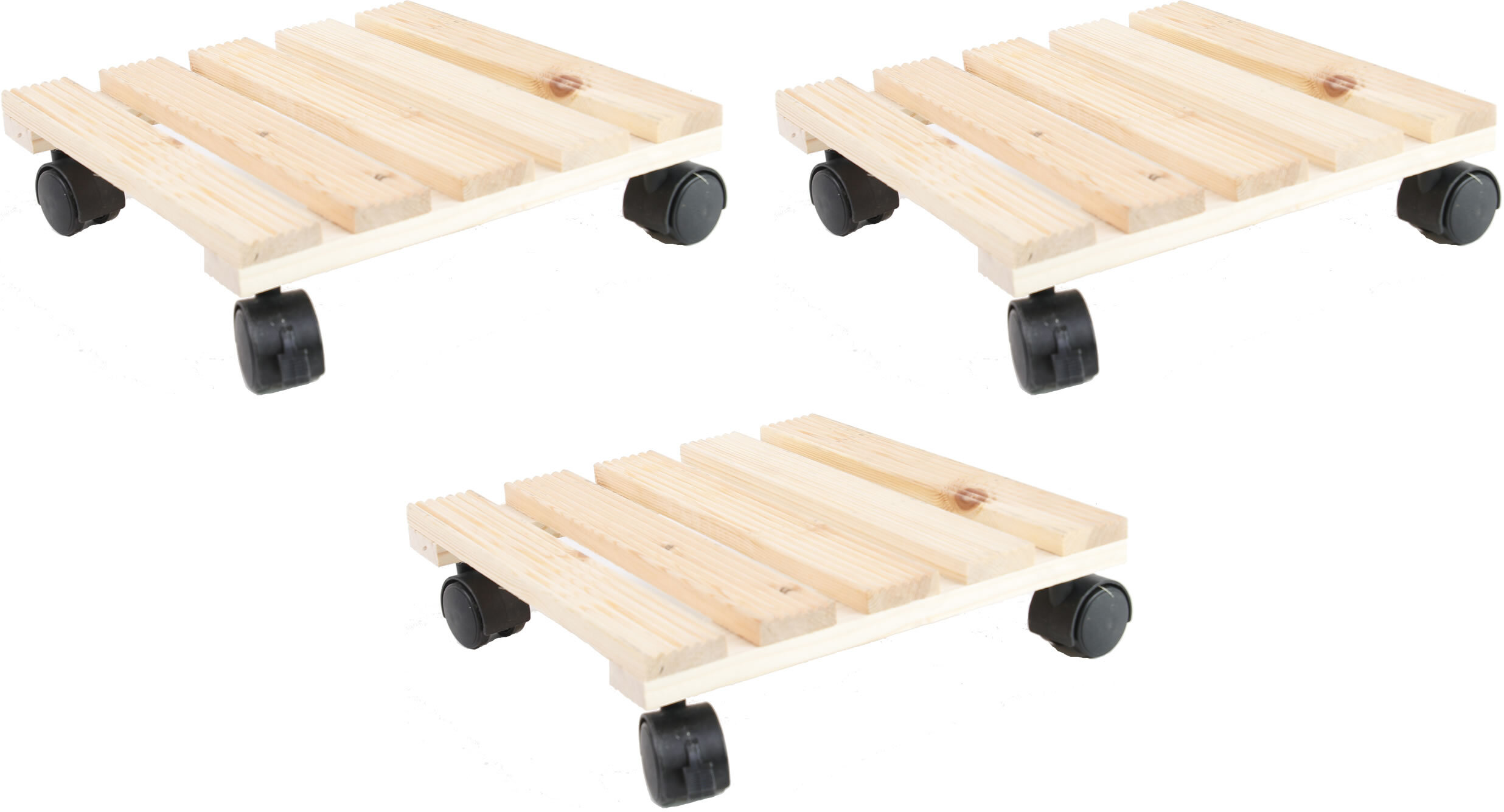 Pflanzenroller Holz eckig 30x30 cm Blumen Rollbrett bis 50 Kg