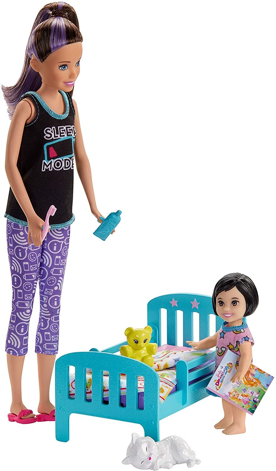 Barbie GHV88 - Skipper Babysitters Inc. Schlafenszeit Spielset mit Skipper-Puppe, Kleinkind und Zubehör, Spielzeug ab 3 Jahren