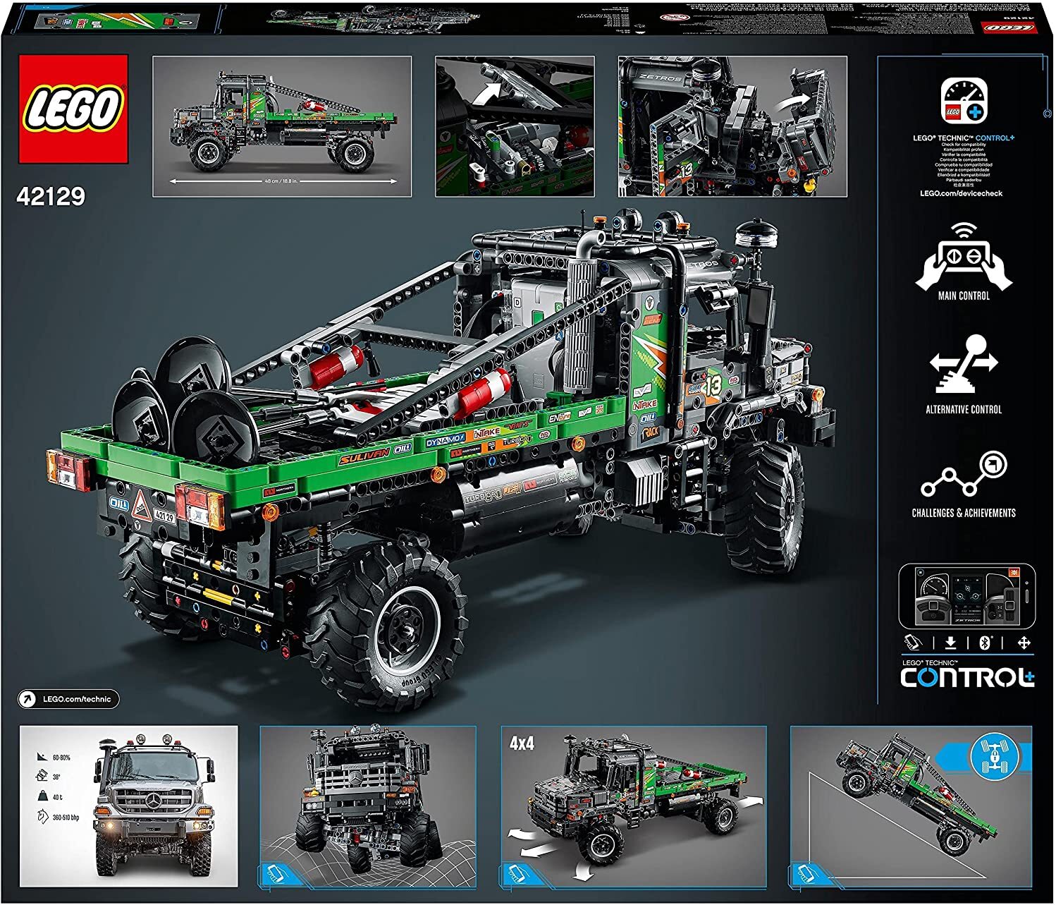 LEGO 42129 Technic 4x4 Mercedes-Benz Zetros Offroad-Truck, ferngesteuertes Auto, App-kontrolliertes LKW-Spielzeug