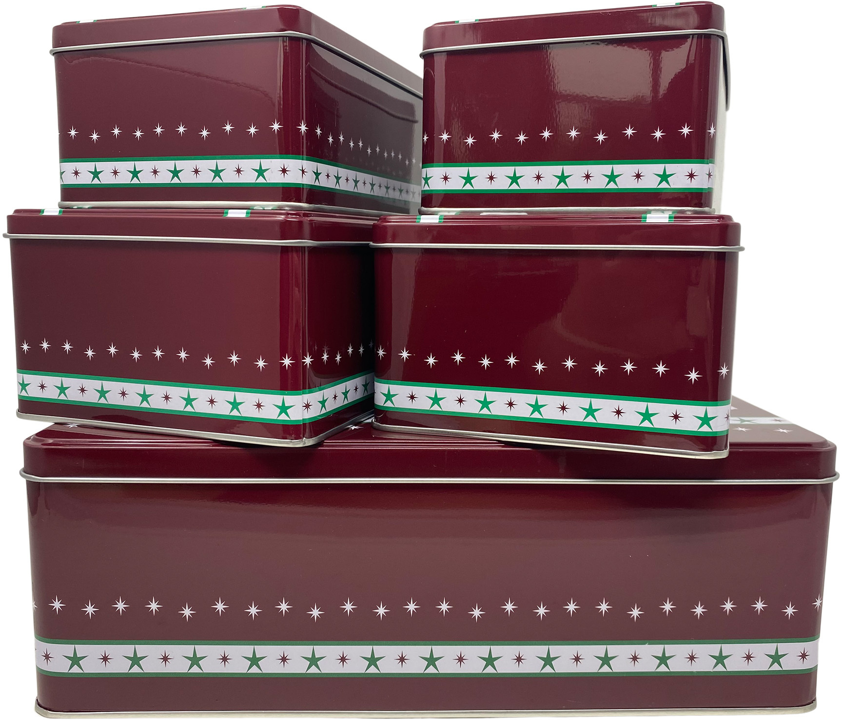 5 Stück Weihnachten Keksdose mit Deckel Metalldose Quadrat Blechdose Weihnachtsdose Plätzchendose Geschenkdose