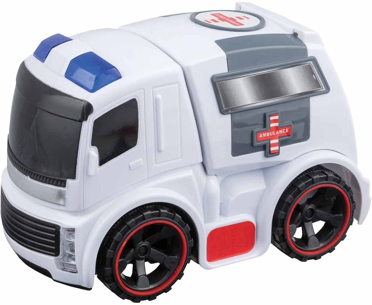 Rettungswagen aus Kunststoff, mit Schwungradantrieb, Licht und Soundeffekten (inklusive Batterien), ca. 19 x 13 x 10,5 cm