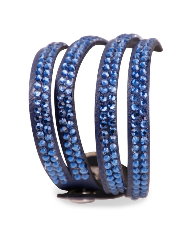 IRINA Damen Strass Armband Wickelarmband Schwarz/Blau